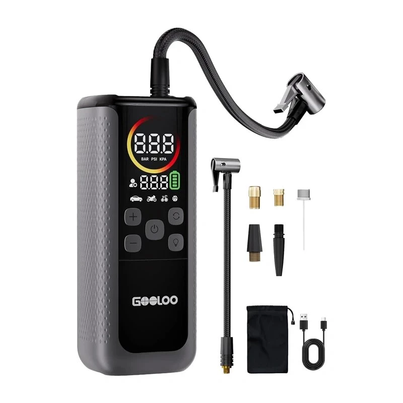 GOOLOO GT160 Dual Car Air Compressor | 12V DC, 150 PSI, Digital Display, 70 L/min, Auto Shut-off, LED Work Light