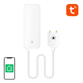 GOSUND S5 WiFi Smart Water Leak Sensor with Tuya App Alerts, 2.4GHz, IP67 Probe, White