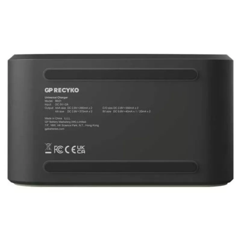 GP Battery Charger B361 with 4 Channels, 2600 mAh, 2.8V, Black EU