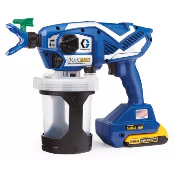 Graco Ultramax Cordless Airless Handheld Paint Sprayer Kit with 2x DeWalt 2.0Ah Batteries, Charger, and Tool Bag