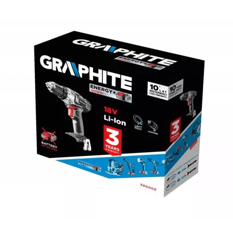 GRAPHITE 58G000 Keyless Drill Driver Energy+ 18V 1250 RPM