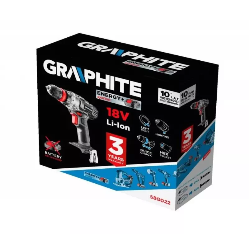 GRAPHITE 58G022 Energy+ 18V Cordless Drill Driver 1250 RPM