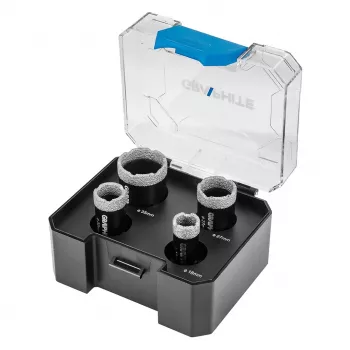 GRAPHITE Diamond Hole Saw Set (18, 22, 27, 35 mm), 4 Pieces, M14 Thread