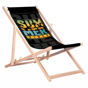 GRB GreenBlue GB183 Classic Beech Deck Chair with Summer Vibes Print