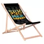 GRB GreenBlue GB183 Classic Beech Deck Chair with Summer Vibes Print