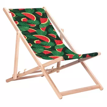 GRB GreenBlue GB183 Classic Beech Deck Chair with Watermelon Print