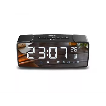 GRB Greenblue GB200 Bluetooth Clock Radio with FM, Temperature, Humidity, Alarm, Snooze, LED Display, Black/Grey