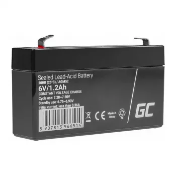 Green Cell AGM VRLA 6V 1.2Ah Maintenance-Free Battery for Alarm Systems, Cash Registers, Toys