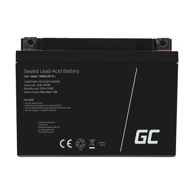 Green Cell AGM35 12V 26Ah AGM VRLA Maintenance-Free Battery for Mower, Scooter, Boat, Wheelchair