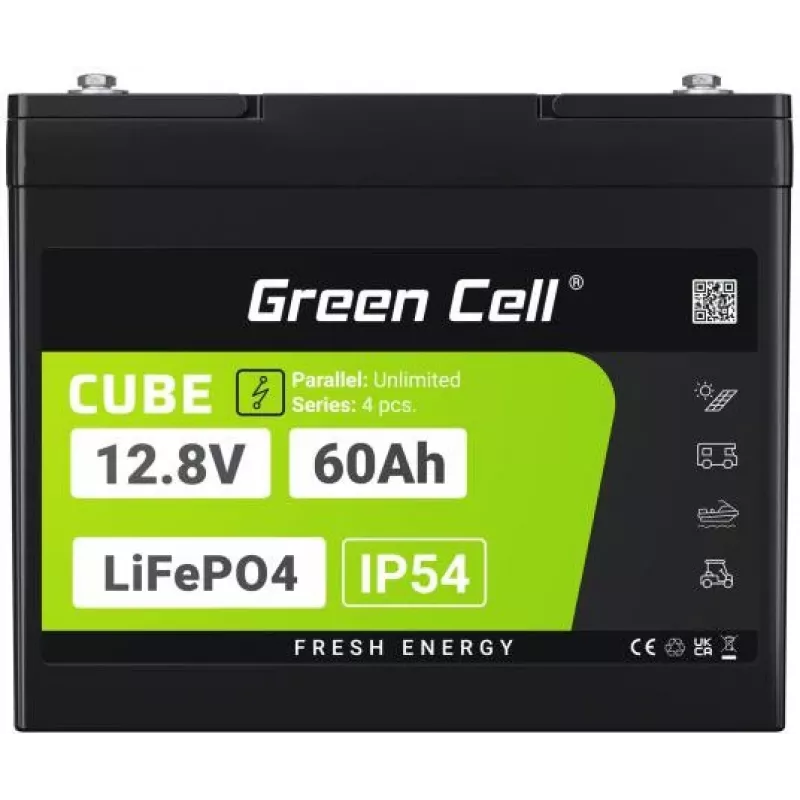 Green Cell LFPGC12V60AH LiFePO4 Battery 12.8V 60Ah – UPS, Solar, Marine