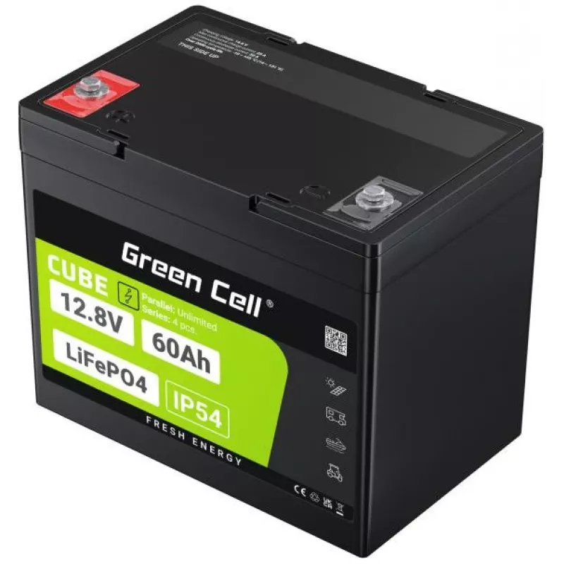 Green Cell LFPGC12V60AH LiFePO4 Battery 12.8V 60Ah – UPS, Solar, Marine