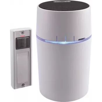 Grothe Mistral 400M Wireless Doorbell Set with Nameplate, 868.35 MHz, 17 Melodies, White 43570
