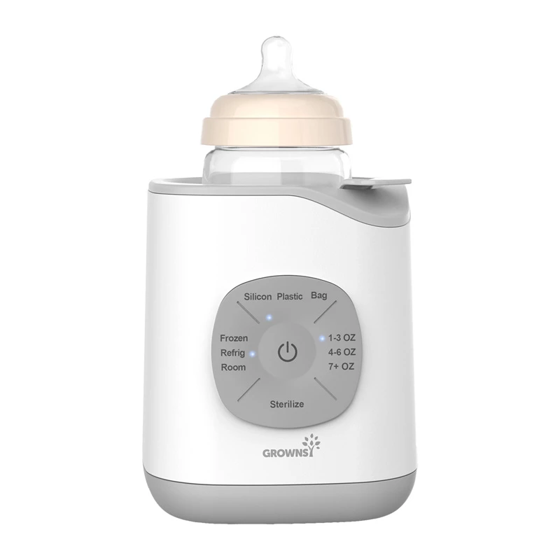 Grownsy 10-in-1 Bottle Warmer (Gray) - Fast Warming, Sterilizer, Defroster, Night Light