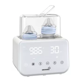 Grownsy Double Bottle Warmer 6-in-1 Electric Bottle Warmer & Sterilizer with LCD Display, 200W, BPA-Free