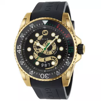 Gucci Dive Men's Watch YA136219 45mm Black Rubber