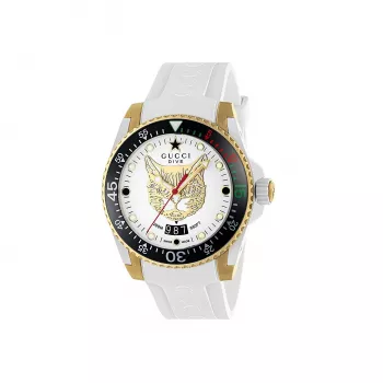 Gucci Dive Men's Watch YA136322 40mm Stainless Steel Black Dial Rubber Strap