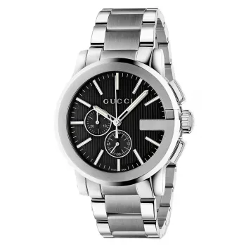 Gucci G-Chrono Men's Watch YA101204 44mm Stainless Steel Black Dial Chronograph Date