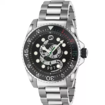 Gucci Men's Watch YA136218 45mm Stainless Steel Swiss Quartz Dive Watch