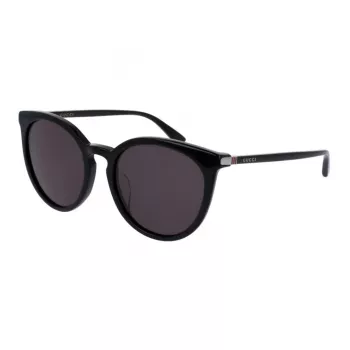 GUCCI Women's GG0064SK-001 Rectangular Sunglasses - Black Acetate Frame, Grey Nylon Lenses, 55/20/135 mm