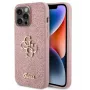 GUESS Apple iPhone 15 Pro Max Fixed Glitter 4G Metal Logo Case Pink