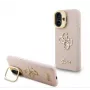 Guess Apple iPhone 16 Pro Max PU Grained 4G Logo Stand Camera Frame Case Pink