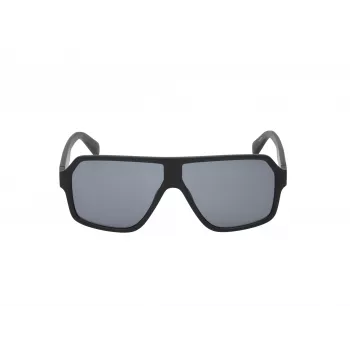 GUESS GF00047-6102A Men's Rectangular Sunglasses - Shiny Black Frame, Smoke Lenses, 61mm