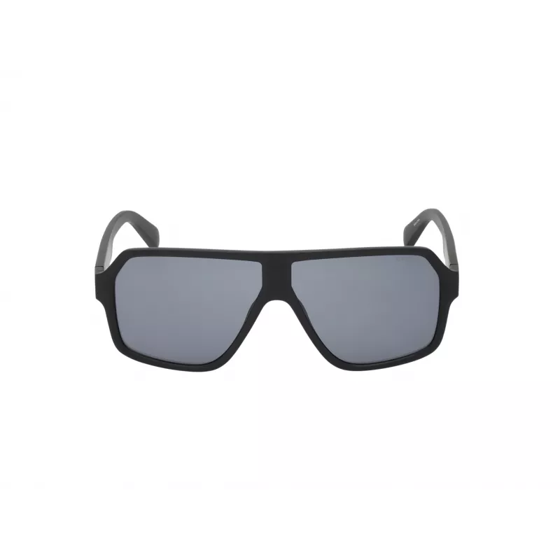GUESS GF00047-6102A Men's Rectangular Sunglasses - Shiny Black Frame, Smoke Lenses, 61mm
