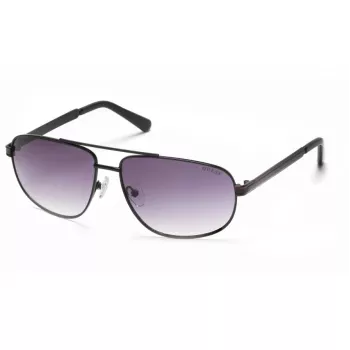 GUESS GF0244-6001A Men's Square Sunglasses - Shiny Black Frame, Smoke Gradient Lens