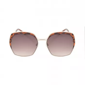 GUESS GF0410-5932F Women's Square Sunglasses - Shiny Black Frame, Smoke Gradient Lens, 59mm