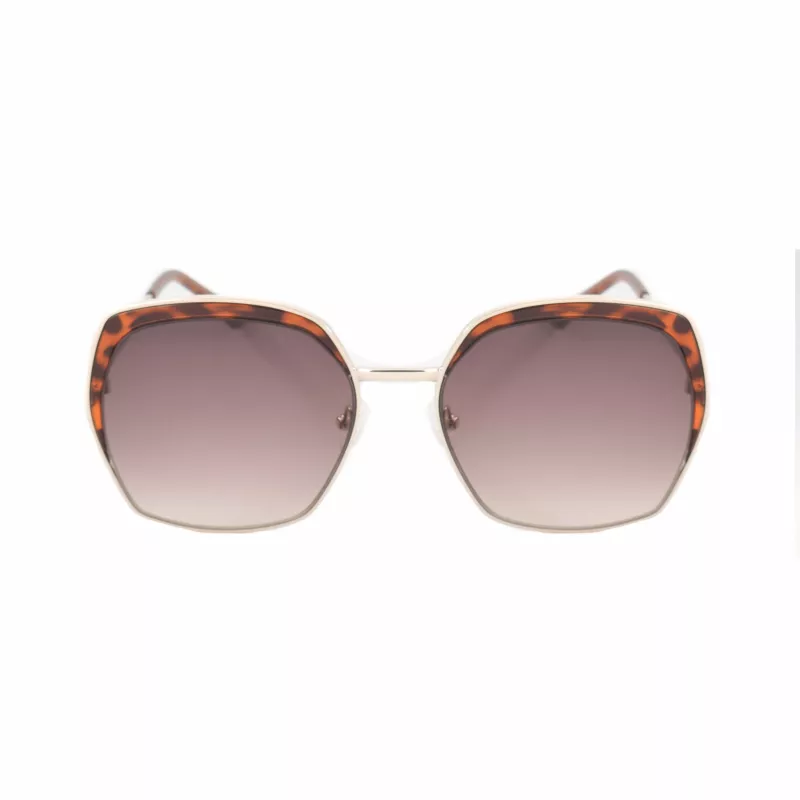 GUESS GF0410-5932F Women's Square Sunglasses - Shiny Black Frame, Smoke Gradient Lens, 59mm
