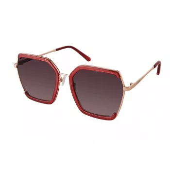 GUESS GF0418-5869T Women's Cat Eye Sunglasses - Shiny Black Frame, Smoke Gradient Lens, 58mm