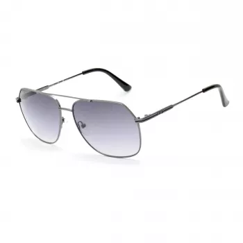 GUESS GF5079-6108B Men's Square Sunglasses - Shiny Black Frame, Smoke Gradient Lens, 61mm