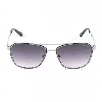 GUESS MAN Sunglasses GU00147-5605B Rectangular Black Acetate Frame Grey Polycarbonate Lens 56/16/145 mm UV400
