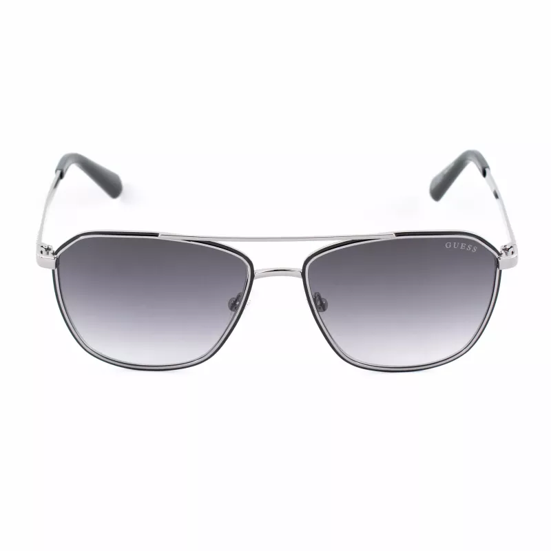 GUESS MAN Sunglasses GU00147-5605B Rectangular Black Acetate Frame Grey Polycarbonate Lens 56/16/145 mm UV400