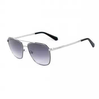 GUESS MAN Sunglasses GU00147-5605B Rectangular Black Acetate Frame Grey Polycarbonate Lens 56/16/145 mm UV400