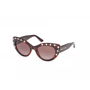 Guess Women's GU00163-5452F Butterfly Sunglasses, Havana Acetate Frame, Brown Gradient Lens, 54/20/140 mm