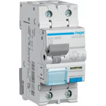 Hager ADA560D RCBO 1P+N 10A C-Curve 30mA Type A 10kA 230V