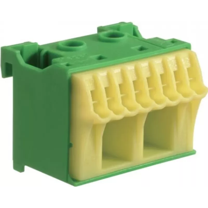 Hager KN10E QuickConnect PE Terminal Block, 10 Clamping Points, Green/Yellow