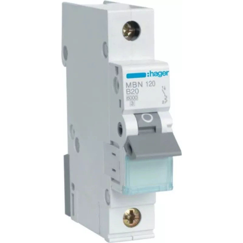 Hager MBN120 1-Pole 20 A C-Curve Miniature Circuit Breaker 6 kA