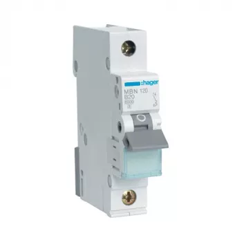 Hager MBN120 Miniature Circuit Breaker, 1-Pole, B20, 6 kA