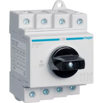 Hager SB432PV Modular PV Isolation Switch, 4 Pole, 32A, 1000VDC