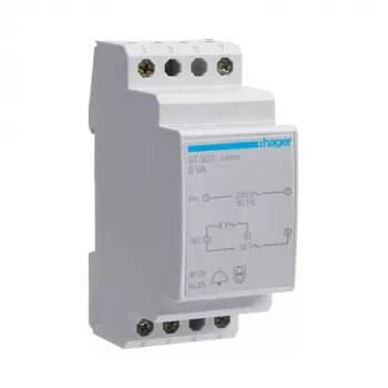Hager ST303 Doorbell Transformer 230V to 8V/12V 8VA 2 Module