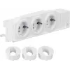 Hager VZ00AS DIN Rail Mounted Schuko Socket Outlet, 3 Sockets, Rotatable, Screw Terminals, Light Grey
