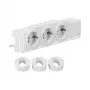 Hager VZ00AS DIN Rail Mounted Schuko Socket Outlet, 3 Sockets, Rotatable, Screw Terminals, Light Grey