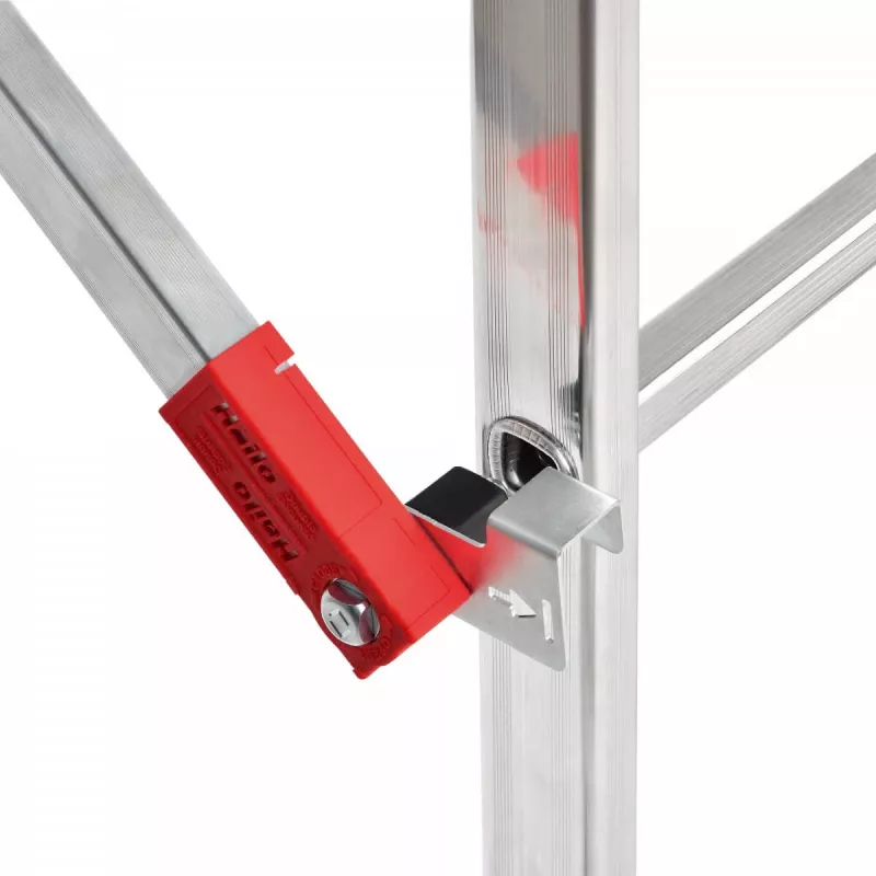 HAILO G60 Aluminium Scaffolding, 2x12 Rungs, Max. Working Height 7.0 m, Silver/Red