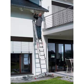 Hailo S100 ProfiLOT Combination Ladder, Aluminium, 2x6+1x5 Rungs, 3-Part, Max. Load 150 kg