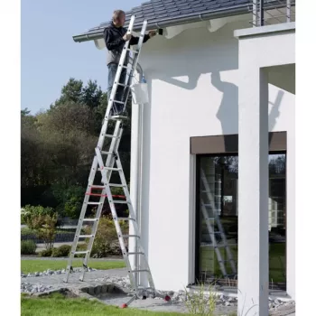 Hailo S100 ProfiLOT Combination Ladder, Aluminium, 3-Part, 2x9+1x8 Rungs, Max. Working Height 7.00 m