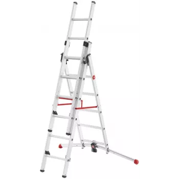 Hailo S100 ProfiLOT Combination Ladder, Aluminium, 3-Part, 2x9+1x8 Rungs, Max. Working Height 7.00 m