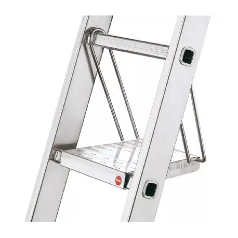 HAILO SavetyLine Additional Step on Stairs, 2-Step Folding Step Stool, Aluminium, 150 kg Capacity, TÜV/GS