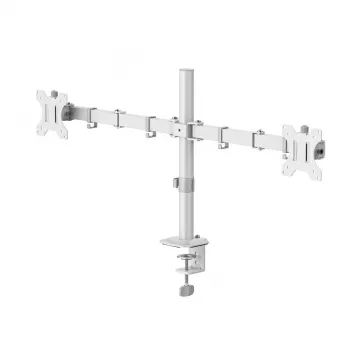Hama 00220904 Dual Monitor Mount – Height Adjustable, Swivel & Tilt, Desk Clamp/Grommet, 13-35 inch, Black